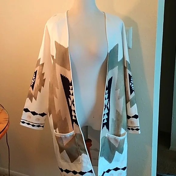 Aztec print open coat jacket size small - Picture 1 of 9